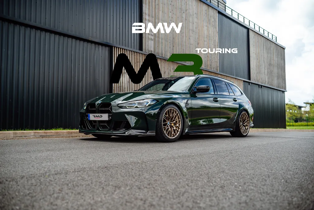 Traitement céramique carrosserie vitres jantes et protection PPF carbone intérieur sur BMW M3 G80 Touring près de Serris