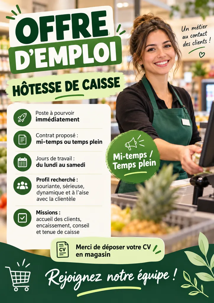 Hôtesse de caisse H/F – Mi-temps ou temps plein | Coopérative Agricole de Carros