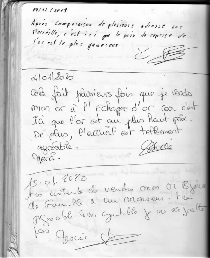 avis client rachat or l'echoppe d'or Marseille Provence