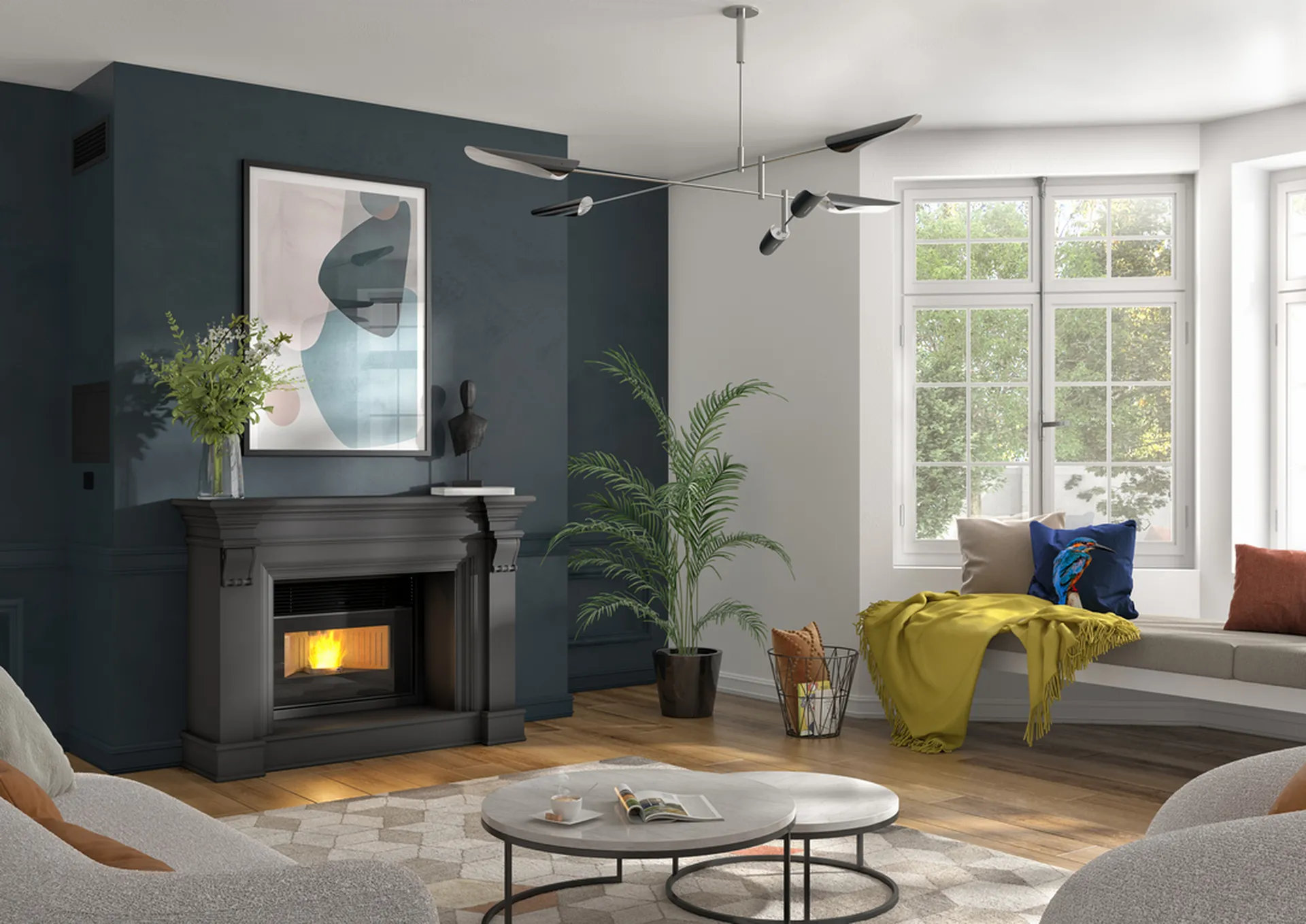 Jotul PC 801 dans une cheminée traditionnelle pierre