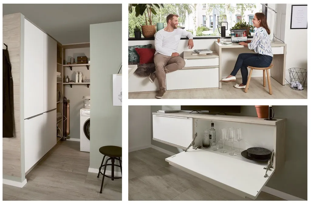 Dressing, espace buanderie & coin bureau 
