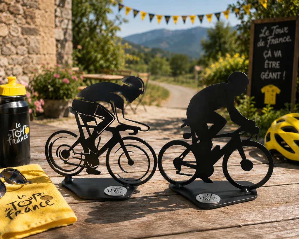 Statuette Cycliste Métal Découpé – Idée Cadeau Originale Fête des Pères, Passion Vélo, Tour de France – Fabrication Artisanale à Villeneuve-de-Rivière près de Saint-Gaudens (Haute-Garonne 31)