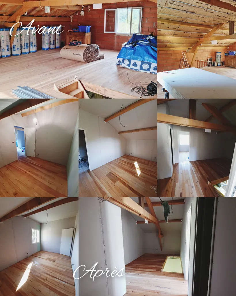 Aménagement de combles mansardés en plaque de plâtres avec distribution de pièces en placo et isolation thermique et acoustique à Albi dans le Tarn