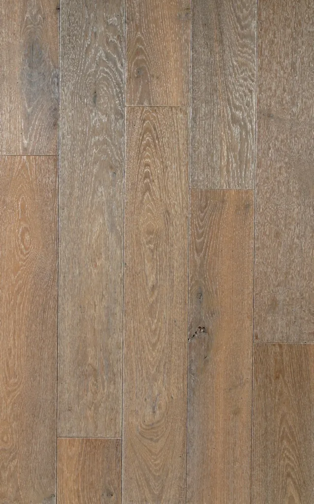 Parquet contrecollé chêne de l'est colori brossé huilé gris