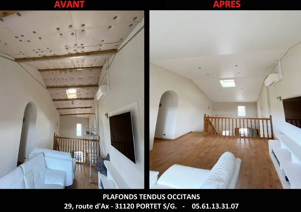 Photos AVANT / APRES des chantiers de Plafonds Tendus Occitans Toulouse