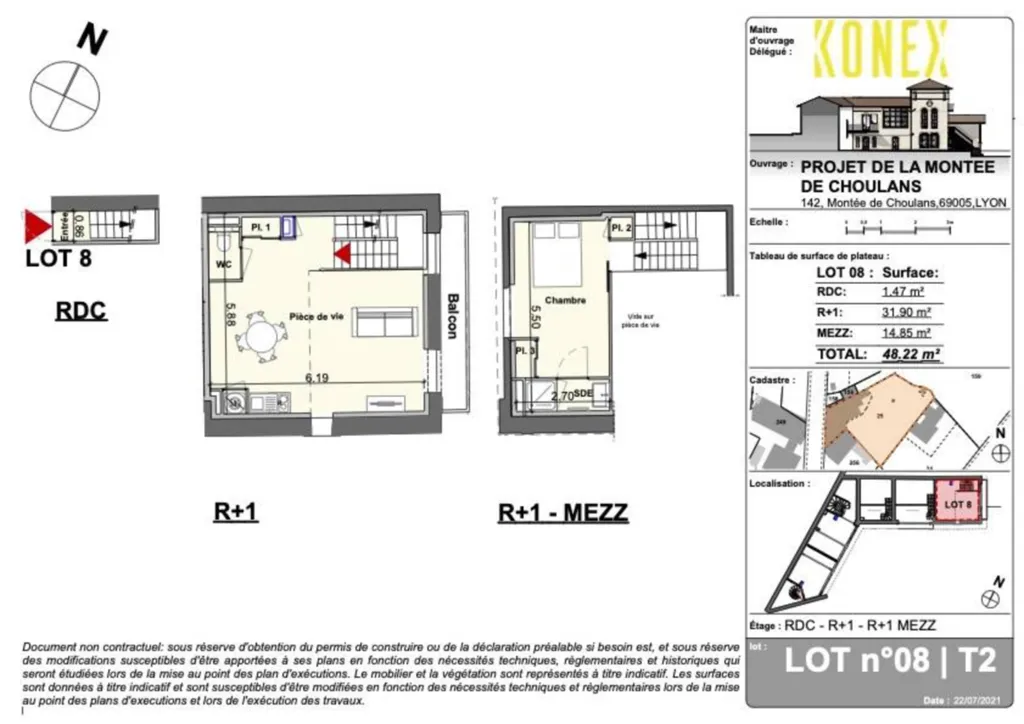 Appartement d T1 au T2 duplex au cœur d'une maison atelier entièrement réhabilité à la Montée de Choulans Lyon 5ème