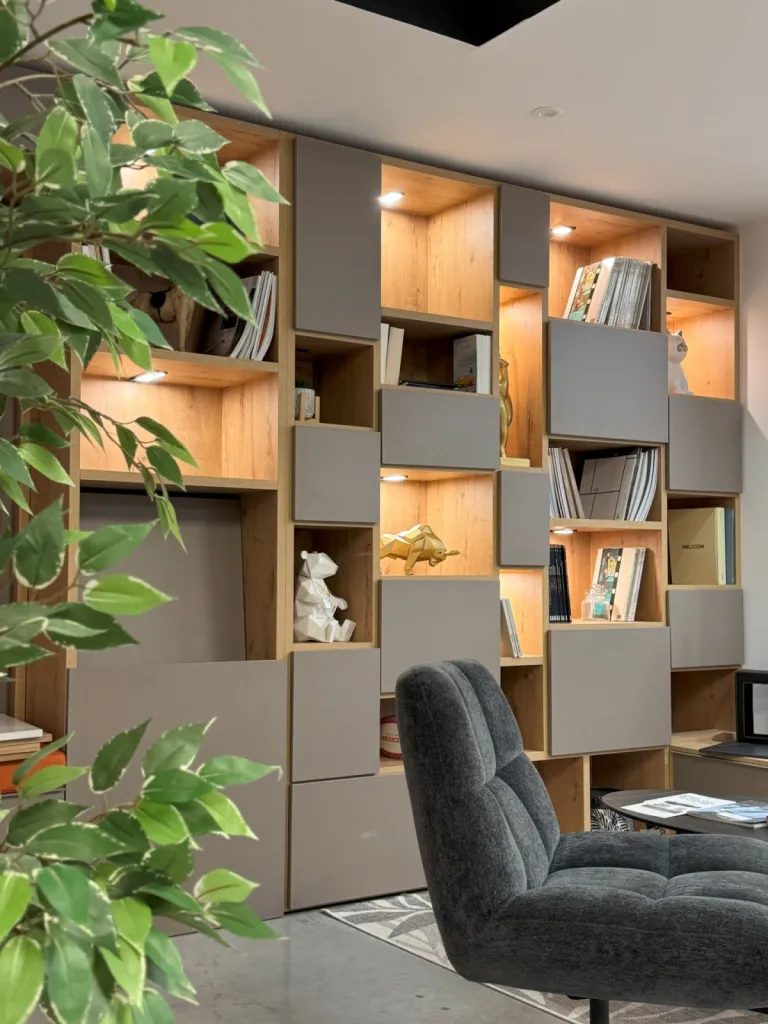 Bibliothèque design et esthétique avec éclairage LED intégré pour maison moderne à Plaisance du Touch