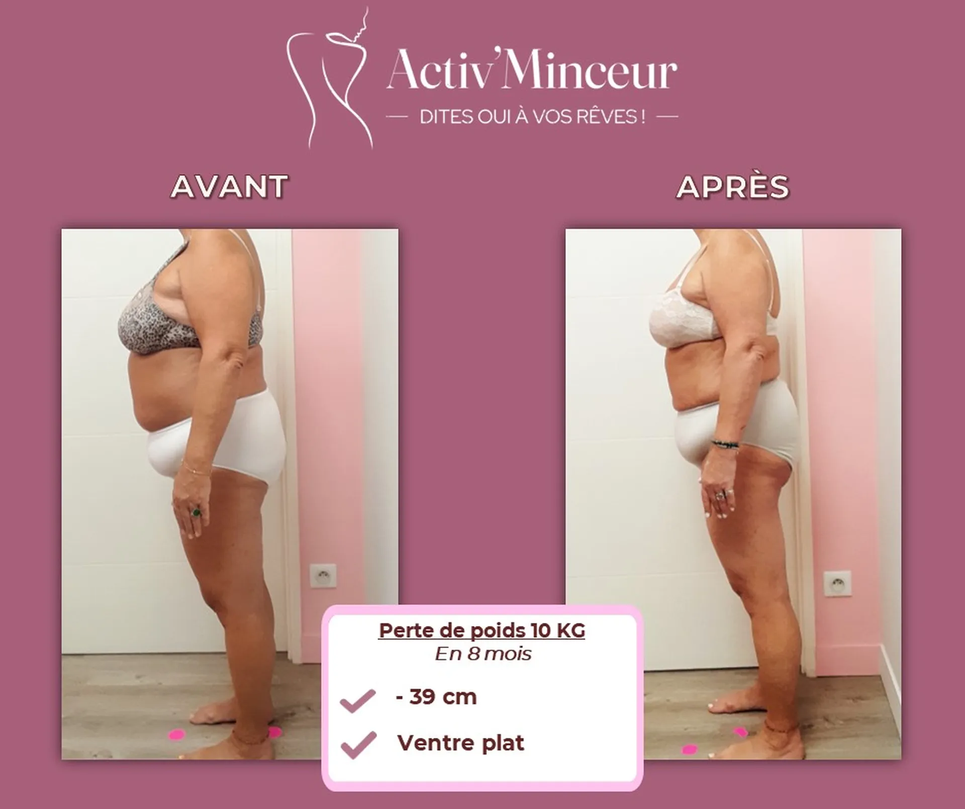 Mona  63 ans   -39 cm  -10kg en 8 mois 