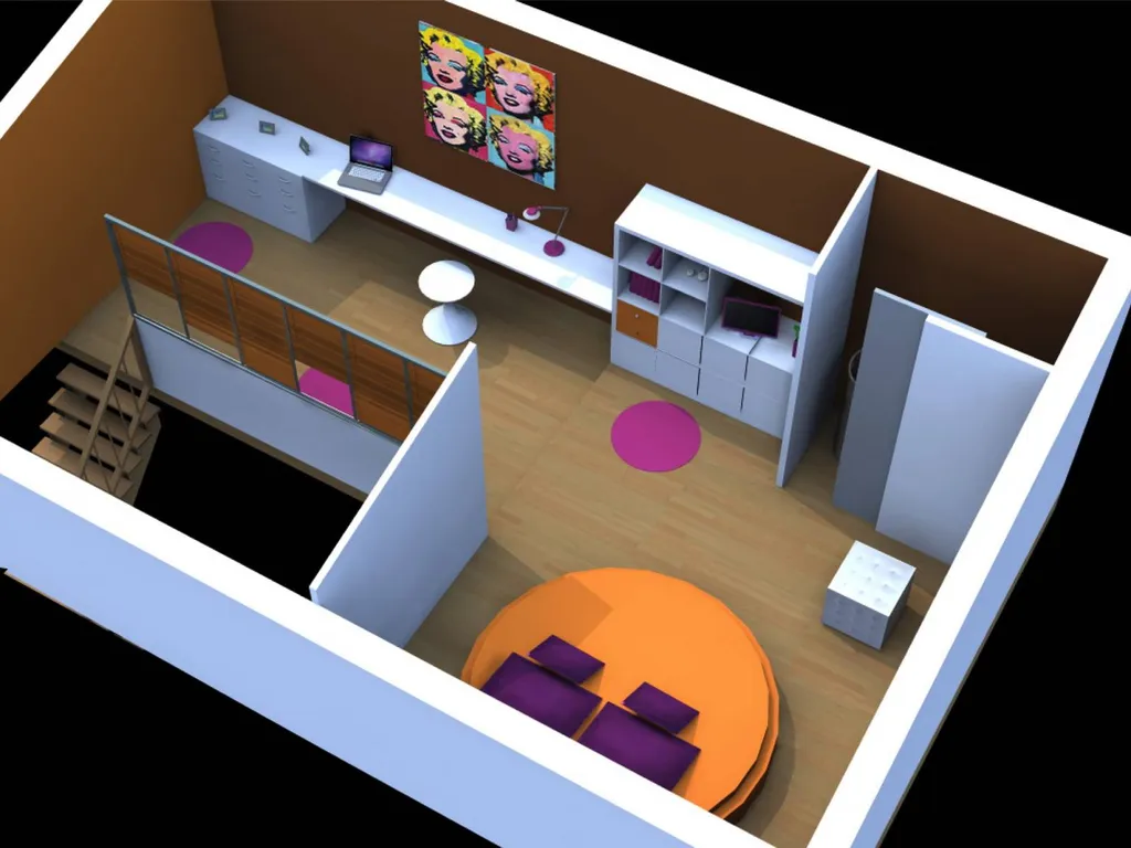 Perpective chambre fille - Réaménagement intérieur d'une villa individuelle à Eyguières