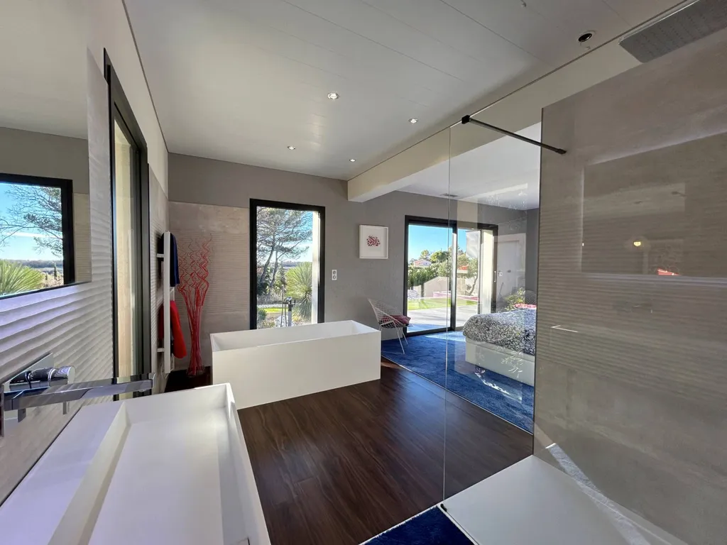 Blauvac, maison moderne en position dominante avec vues panoramiques   