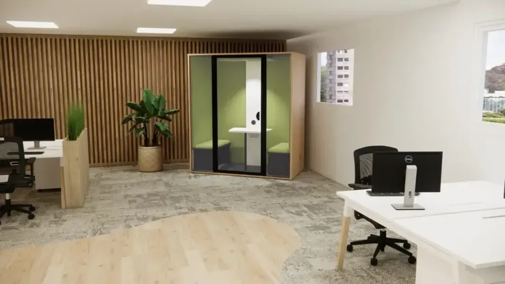 Cabine insonorisée avec une performance acoustique au sein d'un coworking à Nîmes
