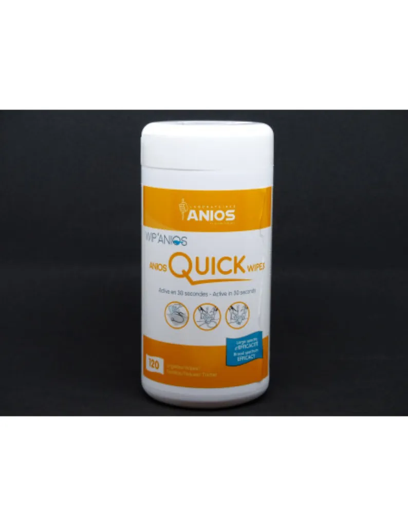 Boîte de 120 lingettes désinfectantes Anios Quick Wipes — désinfection rapide et efficace des surfaces et matériel médical non immergeable à Chateauroux