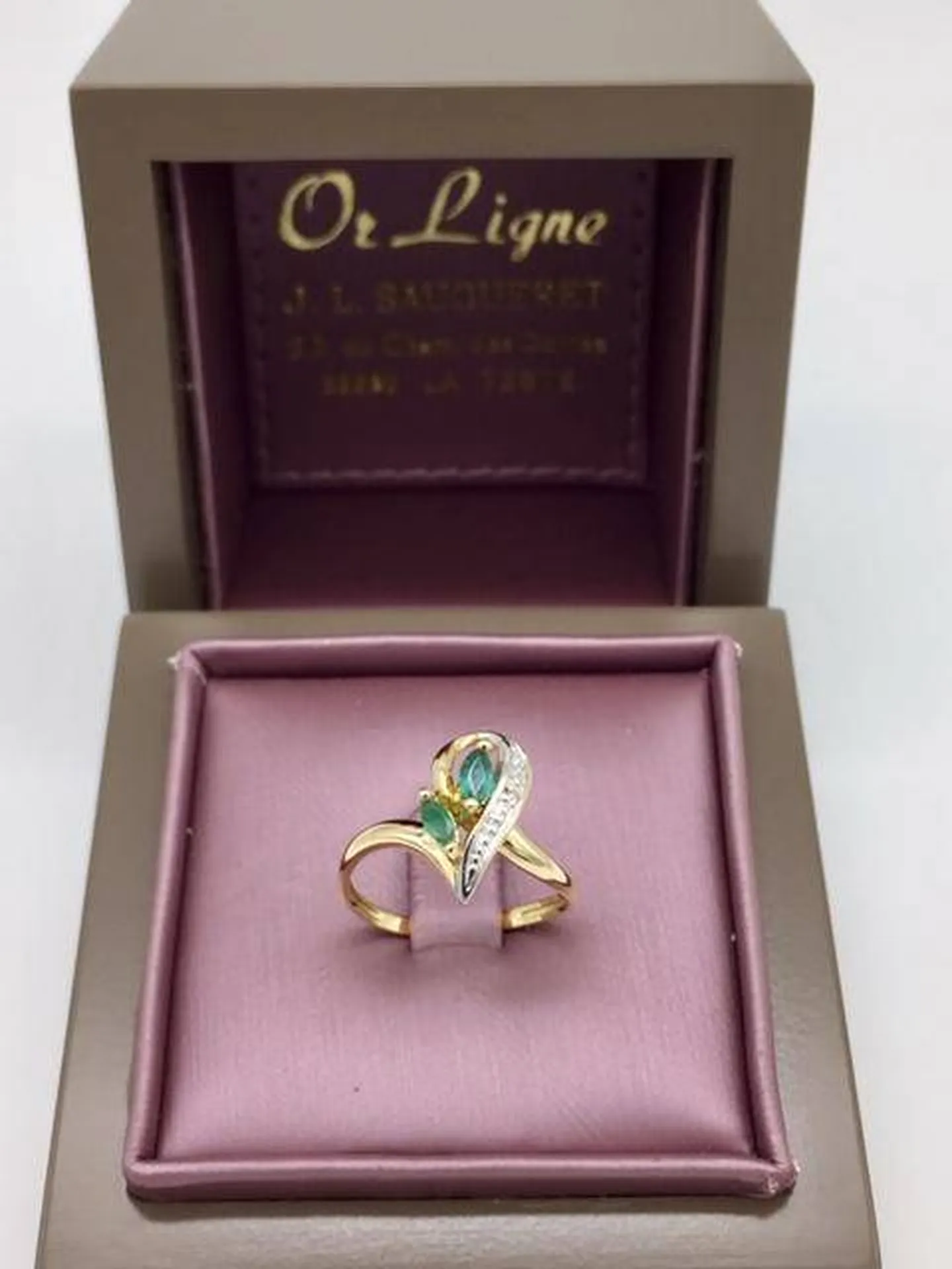 Bague 2 ors 750/1000ème émeraudes et diamant occasion Or Ligne Gujan Mestras Bassin d'Arcachon