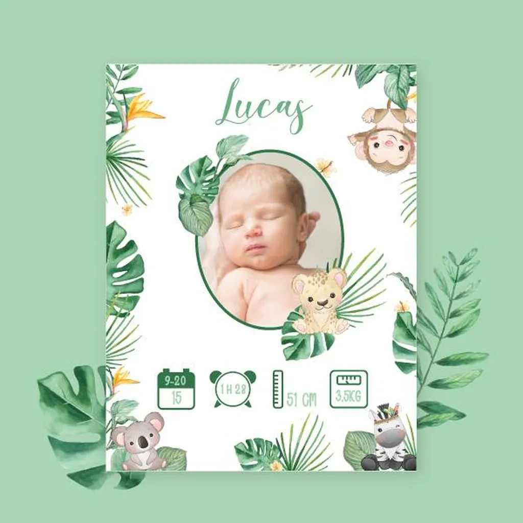 faire part naissance annonce theme tropical fréjus
