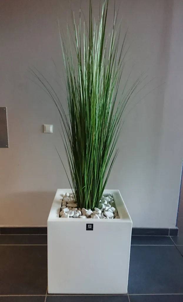 Décoration plantes artificiels galets et bacs blanc groupama stadium lyon