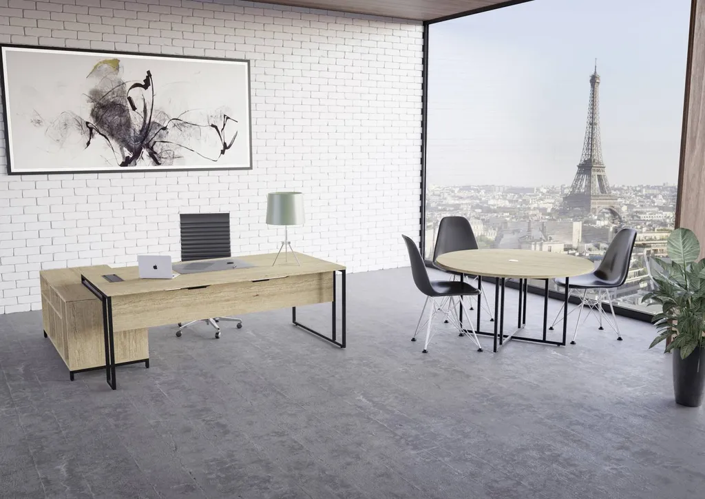 Ensemble bureau direction bois avec retour et table de réunion à Montpellier - CONCEPTYS AMÉNAGEMENT