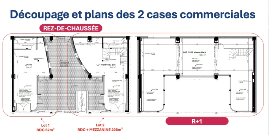 LE HAVRE - A LOUER Locaux commerciaux de 52 et 205 m² dans le cadre d'un projet de restructuration, entre la place de l'Hôtel de Ville et le Square Saint-Roch