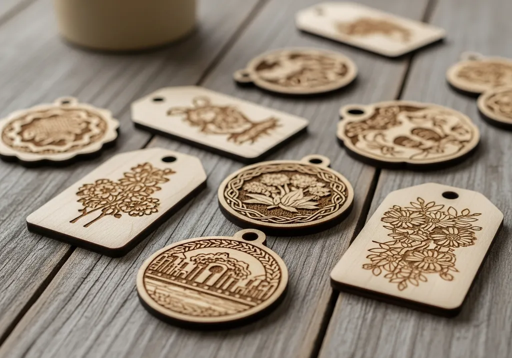 Médaillons et étiquettes en bois gravés personnalisés cadeaux événements artisanaux disponibles près de Montpellier Palavas-les-Flots