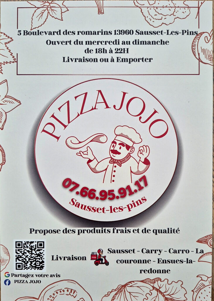 PIZZA Livraison Sausset les pins Carry le rouet PIZZA JOJO