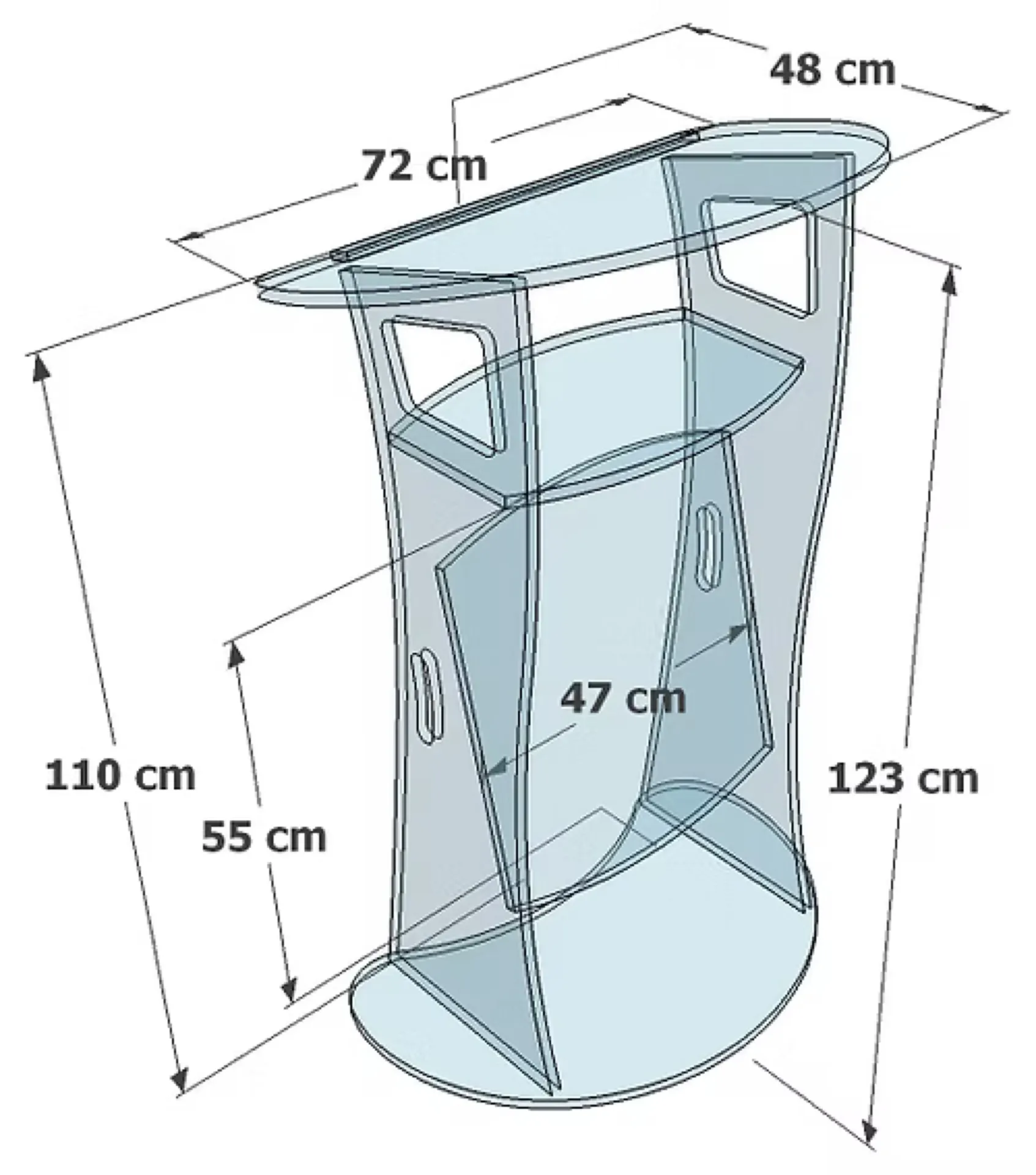 PUPITRE PLEXI CONNECTE ECRANS 19' INCLUS FACE AVANT & INTERIEUR PUP