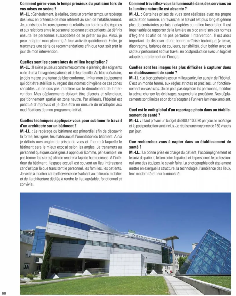 architecture hospitalière entretien avec Marie-Laure LUCA photographe