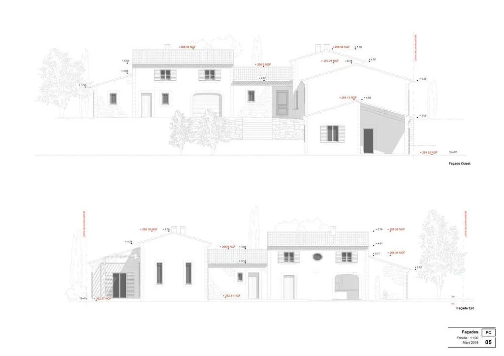 Façades Est et Ouest maison individuelle à Saint-Estève
