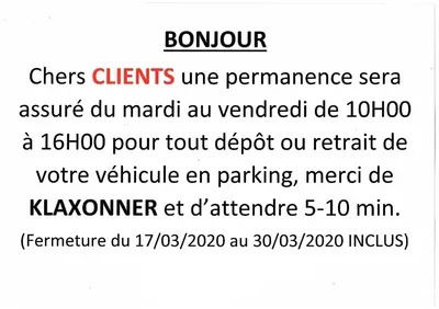 FERMETURE CAUSE COVID19