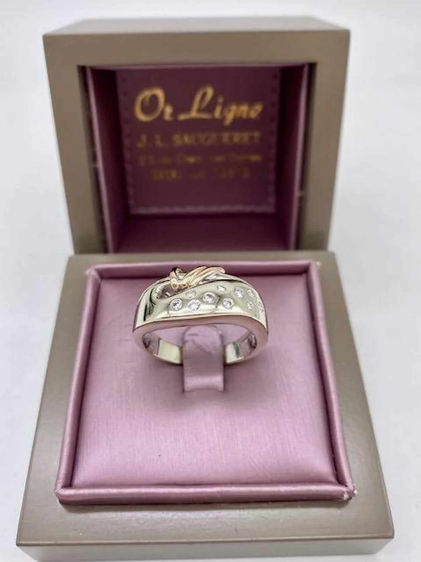 Acheter en ligne bague en or gris et or rose 750/1000ème chez la Bijouterie Or Ligne près de Bordeaux
