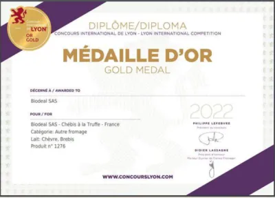 CONCOURS INTERNATIONNAL DE LYON 2022 : 2 MEDAILLES D OR ET UN MEDAILLE D ARGENT