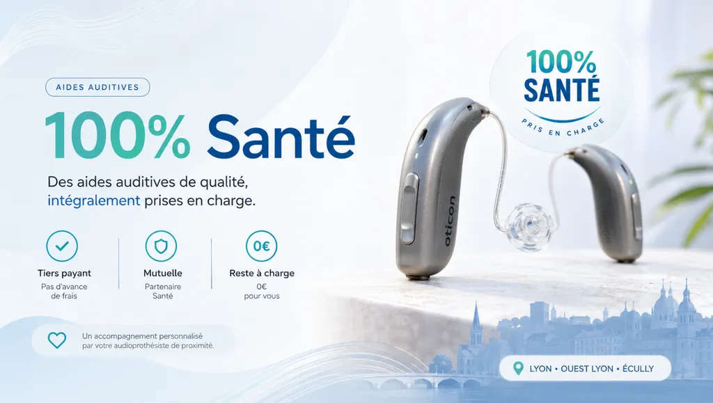 Appareils auditifs rechargeables 100% Santé à Écully : remboursement intégral et tiers payant près de Lyon 