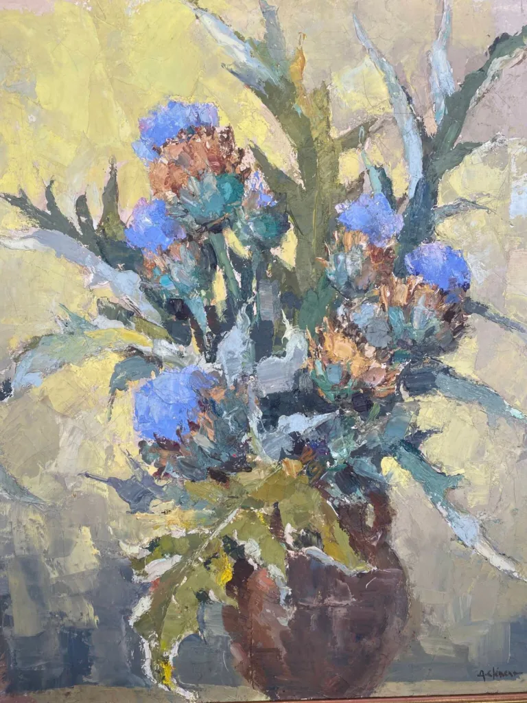 Tabeau - A. Clement - Chardons dans un vase