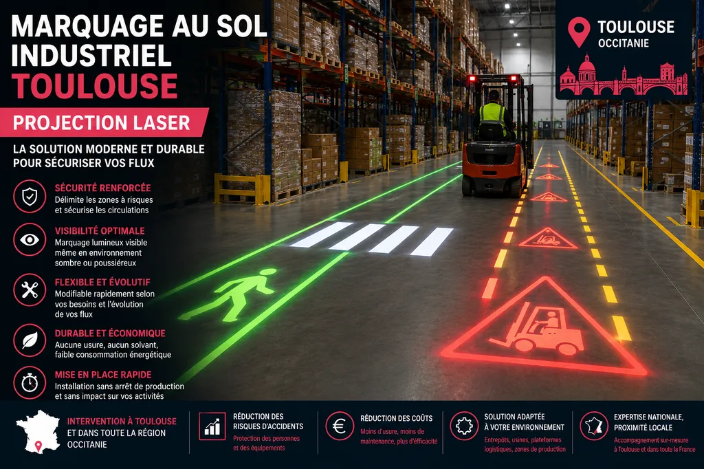 Marquage au sol industriel Toulouse (projection laser)