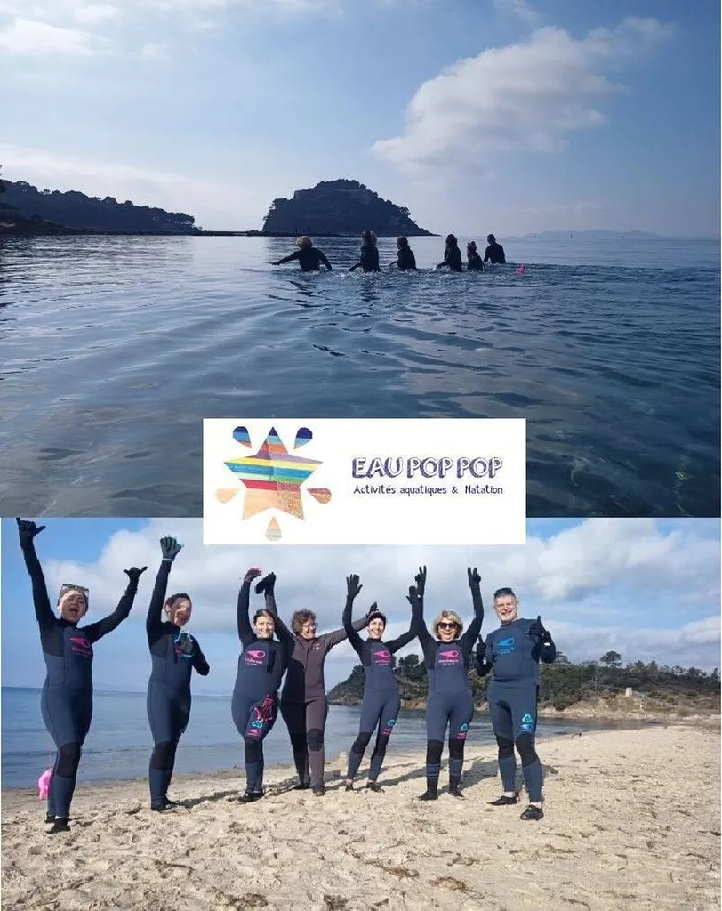 Dans l'eau, déplacement sportif longe côte avec eaupopop