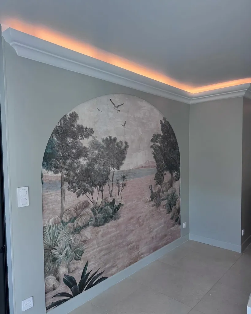 Rénovation intérieure à Andernos-les-bains près du Bassin d’Arcachon : Métamorphose de salon, cuisine et couloir : L’art du relief et de la couleur