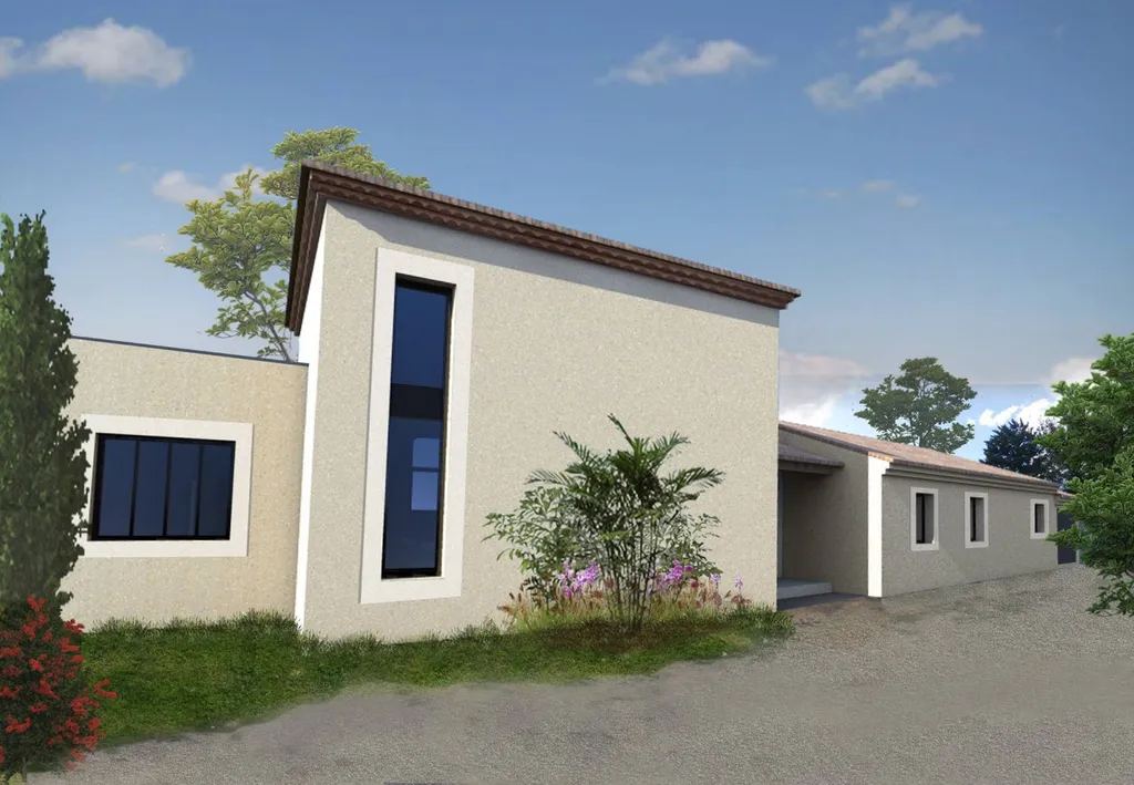 Perspective entrée - Conception de l'extension d'une villa individuelle et d'un poolhouse à La Barben