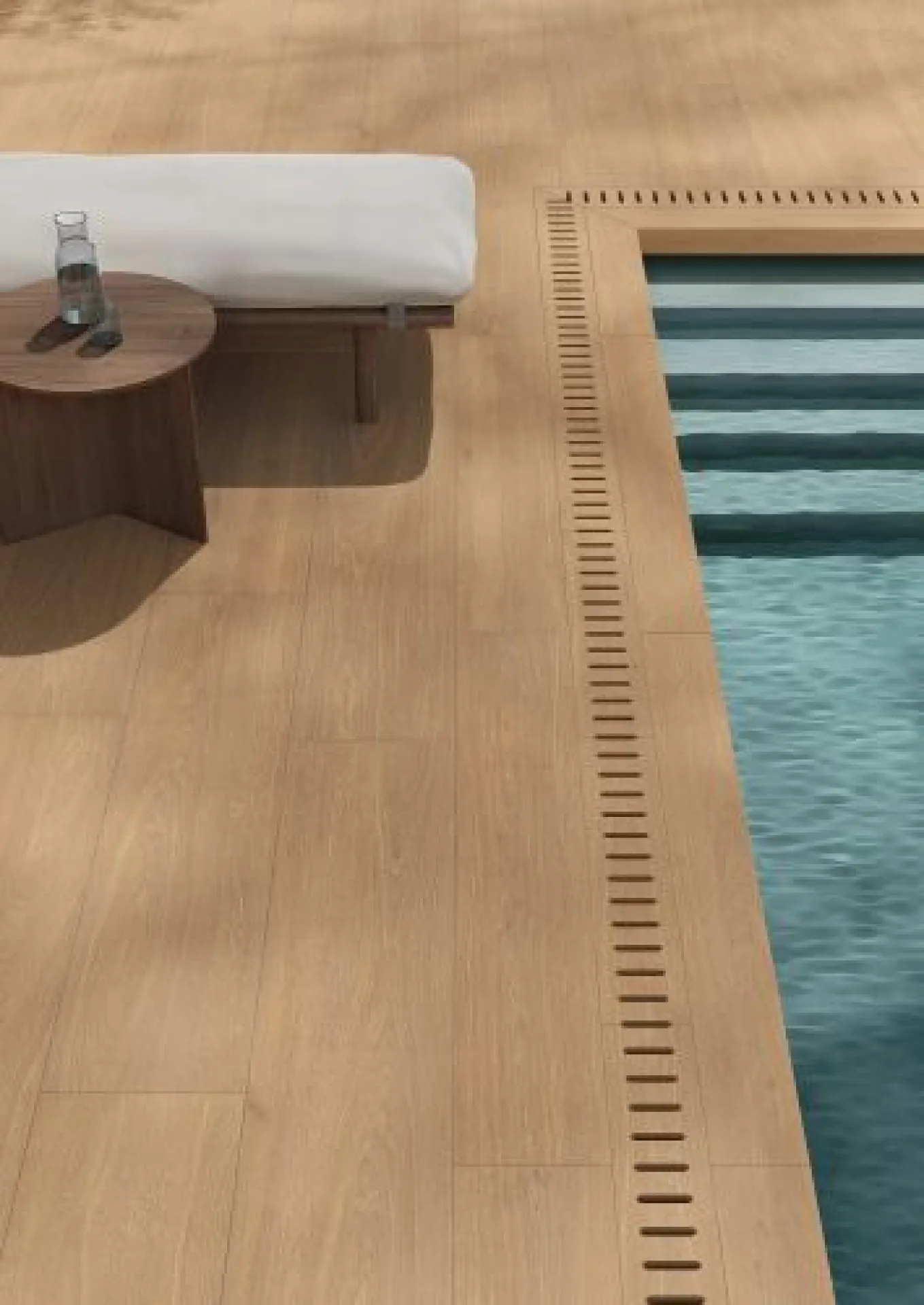 Donnez du style à votre terrasse avec nos dalles 20 mm effet bois disponibles près de Rouen, dans nos showrooms de Dieppe et Franqueville-Saint-Pierre.