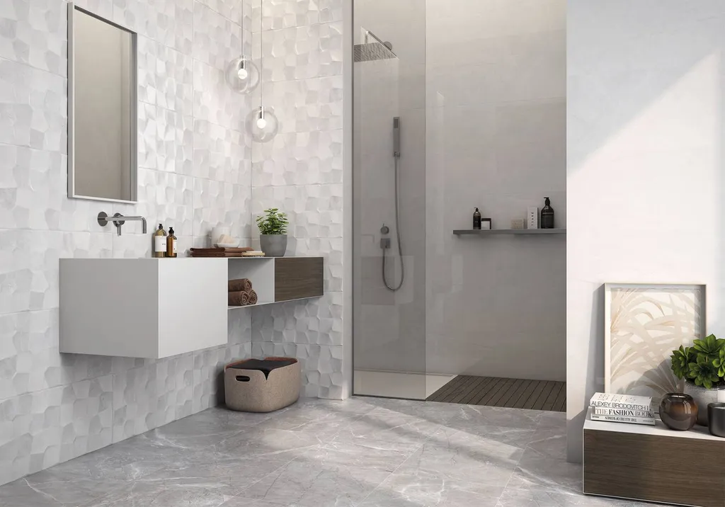 Carrelage salle de bain Bolbec marbrée