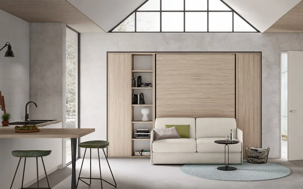 Lit escamotable vertical canapé CAVALAIRE 140 ou 160 avec couchage et assise très confortable, accoudoirs étroits et sans lever de coussins dans le Var