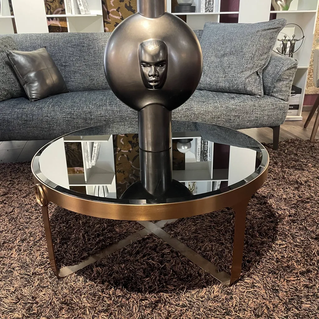 Table de salon plateau verre noir