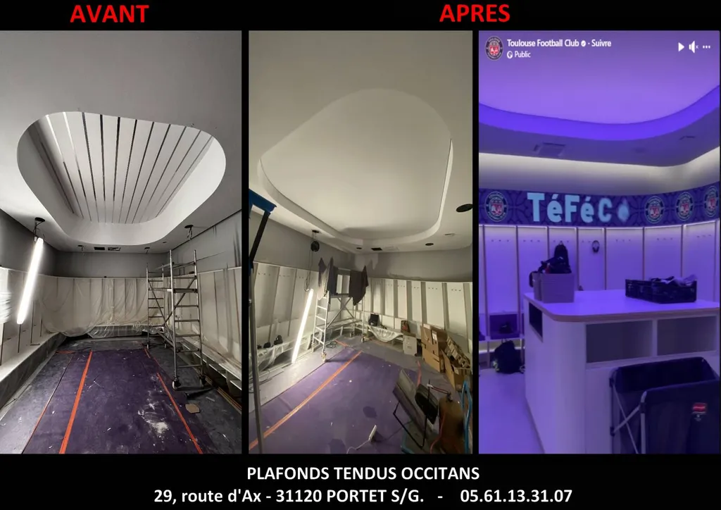 AVANT / APRES - Plafonds Tendus Occitans Toulouse - TFC vestiaires Toulouse
