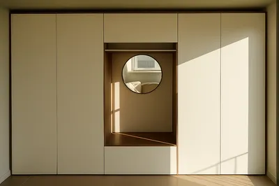 Créer un placard d’entrée sur mesure moderne avec assise intégrée et niche décorative en bois pour votre maison à Toulon