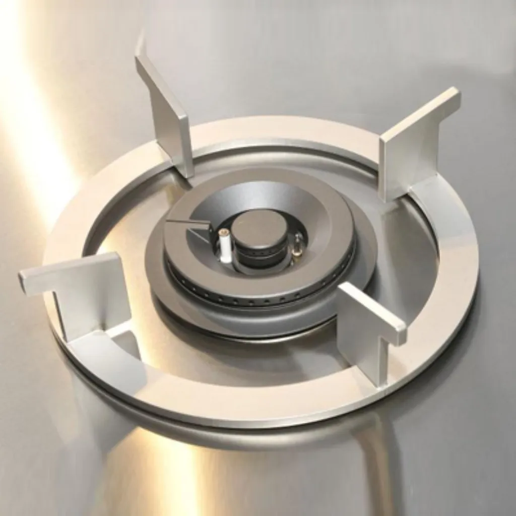 Détail d’une bruleur individuel i-cooking dans une plan de travail inox sur mesure Lyon