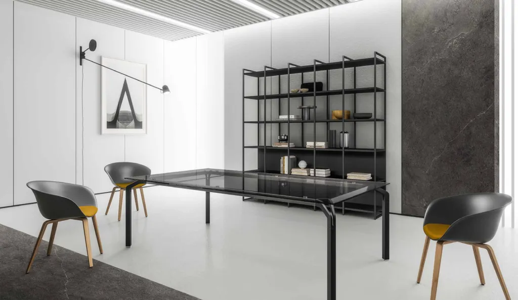 Table de réunion de direction verre luxe avec rangements à Nîmes