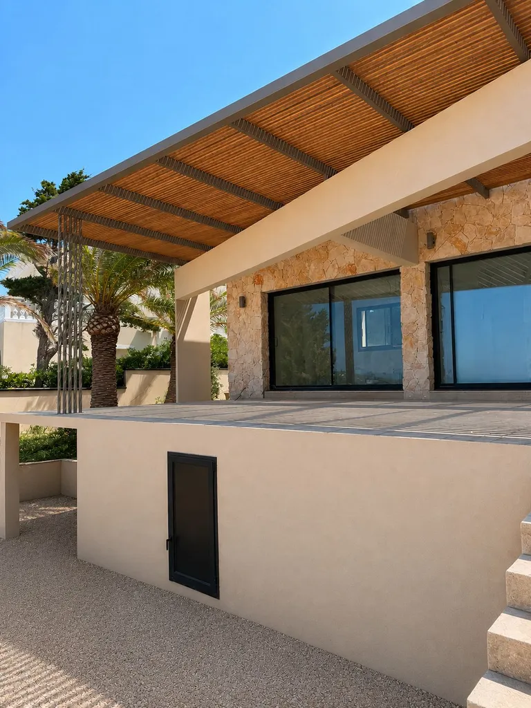 Pergola sur mesure d'une villa avec vue mer à Carry-le-Rouet
