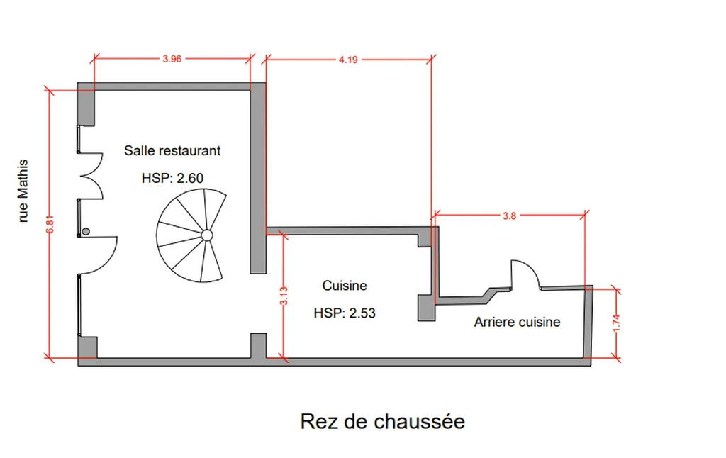 Vente - Restaurant 59 m², Villette, Rue Mathis 75019 PARIS