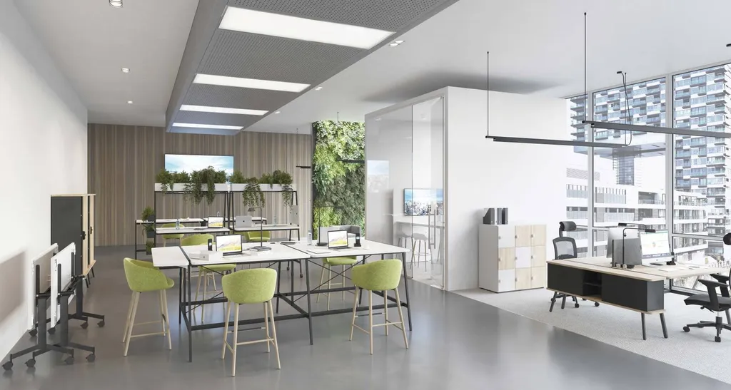 Table haute modulable ASTROLITE pour coworking à Nîmes