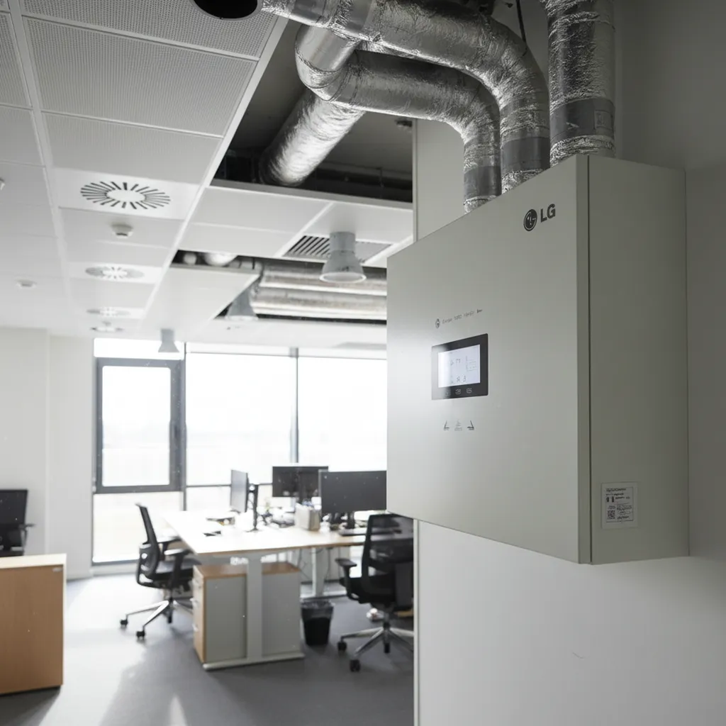 Installation d'une VMC double flux LG connectée pour optimiser la qualité de l'air intérieur dans les bureaux professionnels à Mérignac 33700.