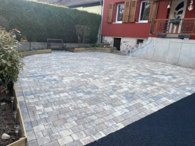 ¨Pose de pavé k4 Dune pour une maison à Urmatt, près de Strasbourg CLK 