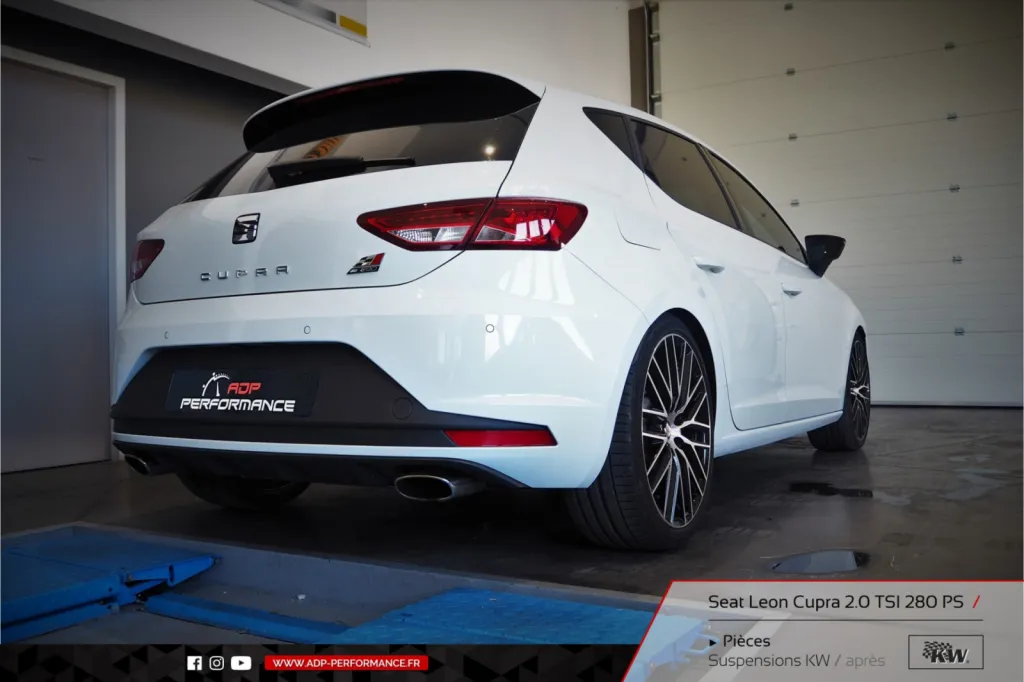 Reprogrammation moteur suspensions KW Seat Leon Cupra 2.0 TFSI 280cv - ADP Performance