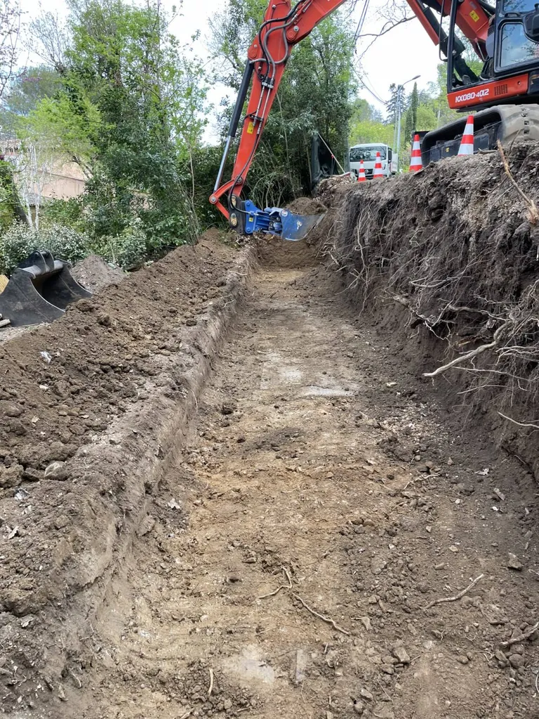 terrassement pour l'implantation du mur en gabion